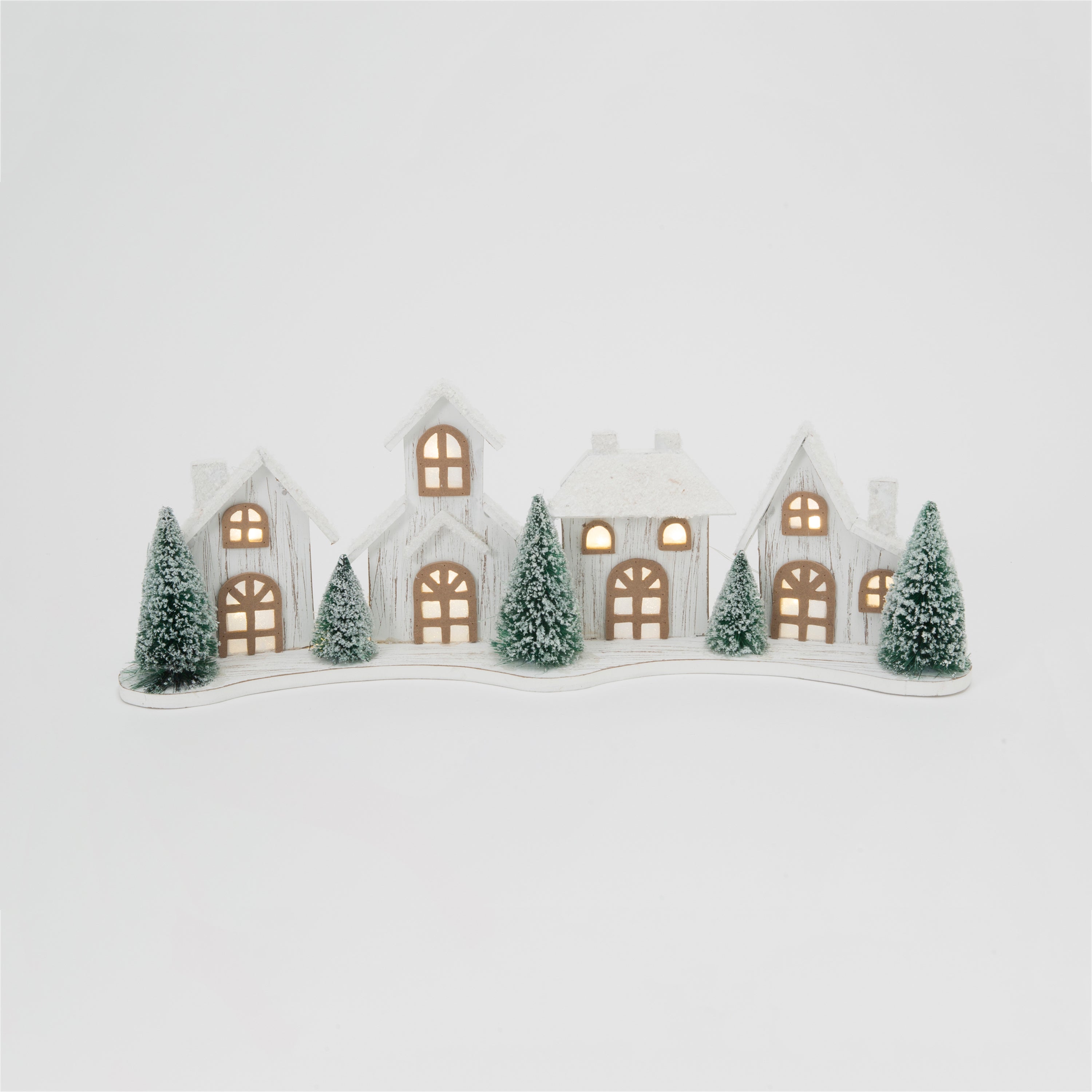 Woodland 21.2 in L Battery Operated Lighted Wood Holiday House Tabletop Decor